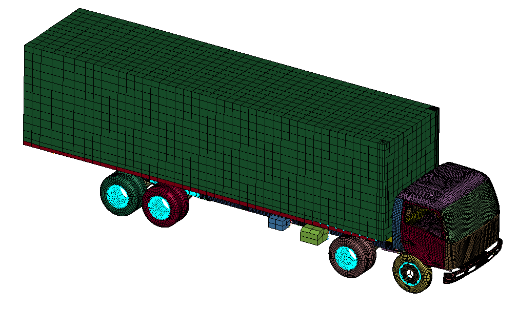 适用于Ls-dyna\hypermesh撞击模拟的40t卡车有限元模型的图3